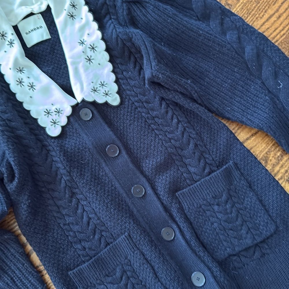 Sandro Embroidered
Knit Cardigan Sweater - Picture 6 of 7